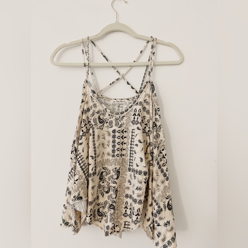 FREE PEOPLE- Black & Tan Bandana Tank